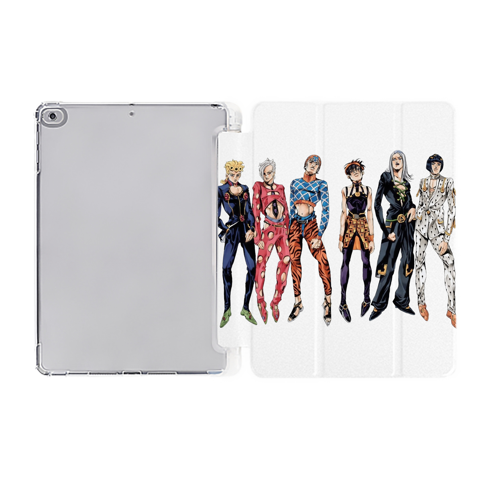 （画像用） ジョジョの奇妙な冒険 JoJo's Bizarre Adventure IPad ケース ペン収納付き 三つ折りスタンド PUレザー×シリコン 対応機種9.5/10.5/10.9インチ